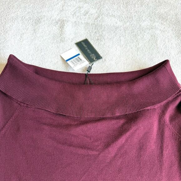 NWT Cable & Gauge Burgundy Off The Shoulder Strappy Sweater - Picture 14 of 16